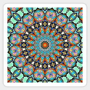 Blue Stained Glass Square Mandala Sticker